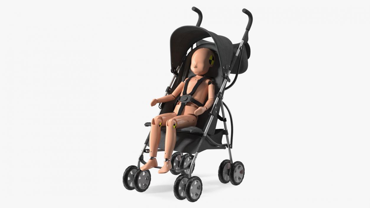 3D model Baby Stroller with Child Crash Test