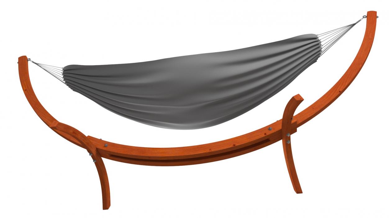 3D model Double Cotton Hammock Solid Pine Stand 2