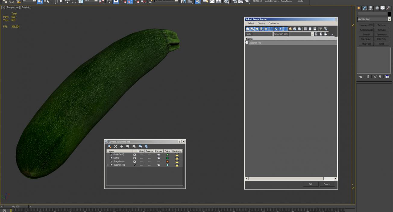 3D Zucchini Vegetable model