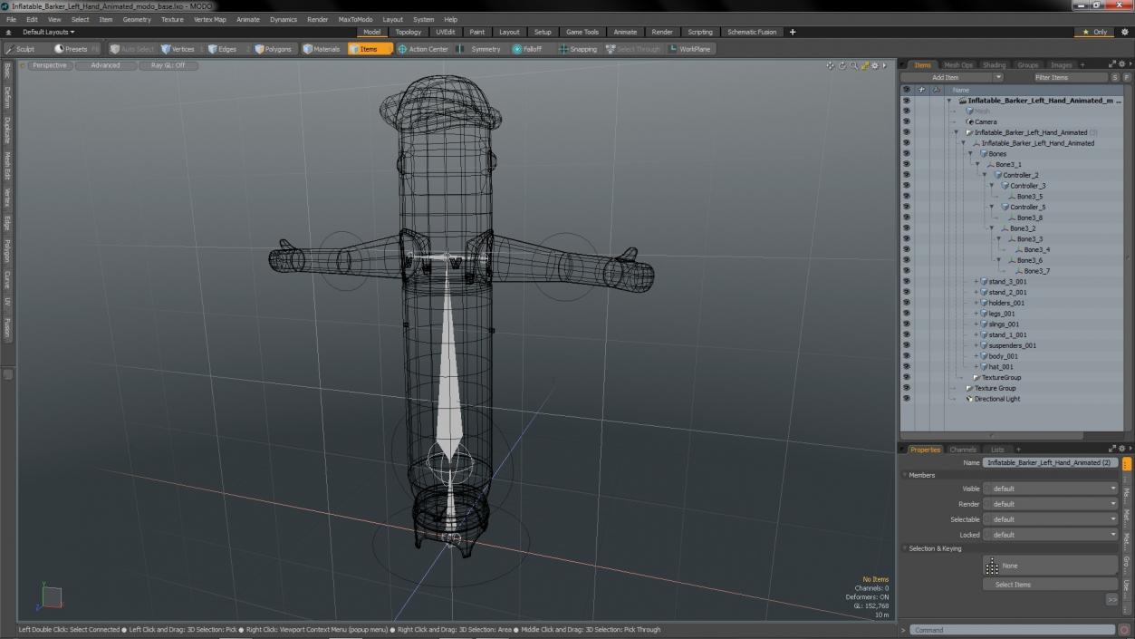 3D model Inflatable Barker Left Hand Animated for Modo