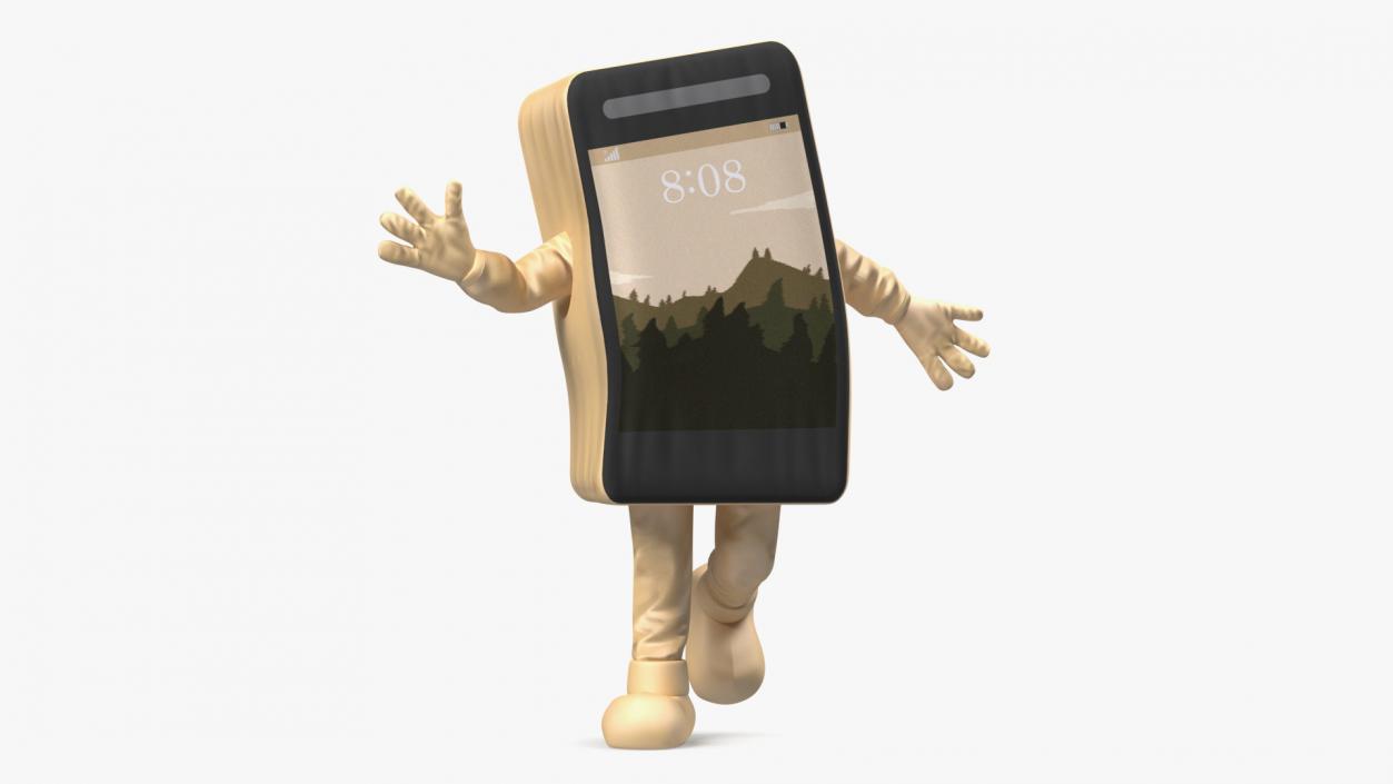 3D Phone Costume Character Golden Rigged for Cinema 4D