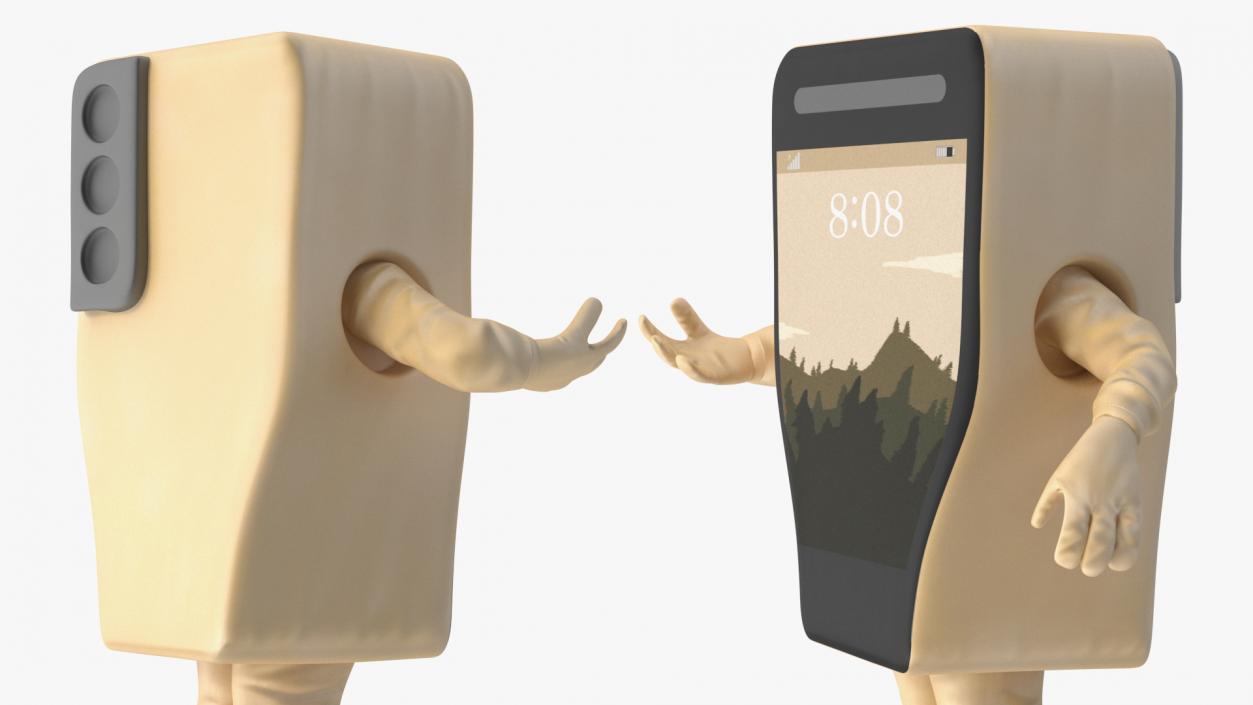 3D Phone Costume Character Golden Rigged for Cinema 4D