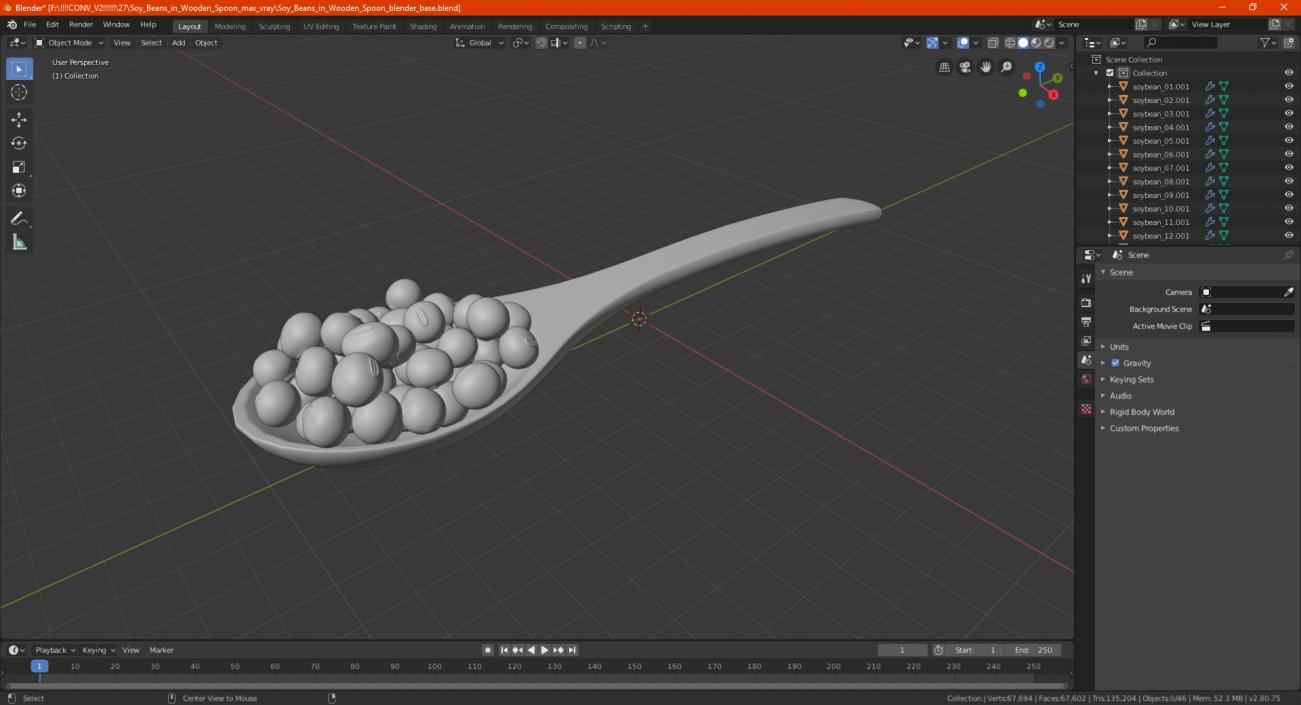 3D model Soy Beans in Wooden Spoon