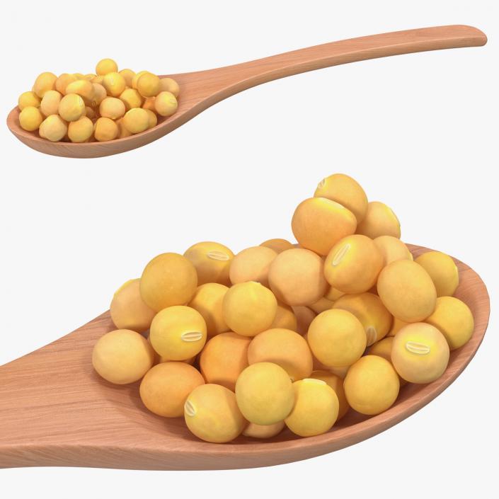 3D model Soy Beans in Wooden Spoon