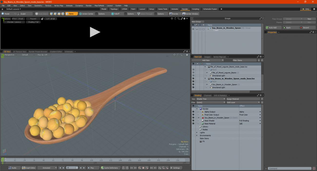 3D model Soy Beans in Wooden Spoon