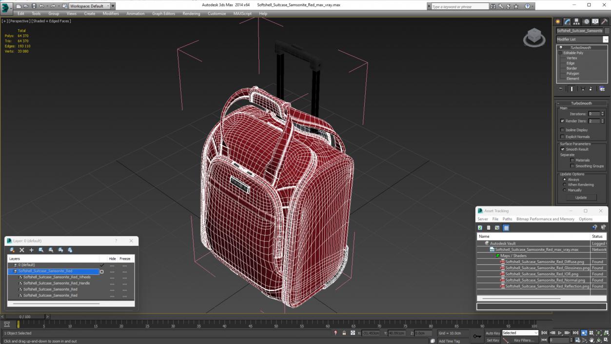 Softshell Suitcase Samsonite Red 3D