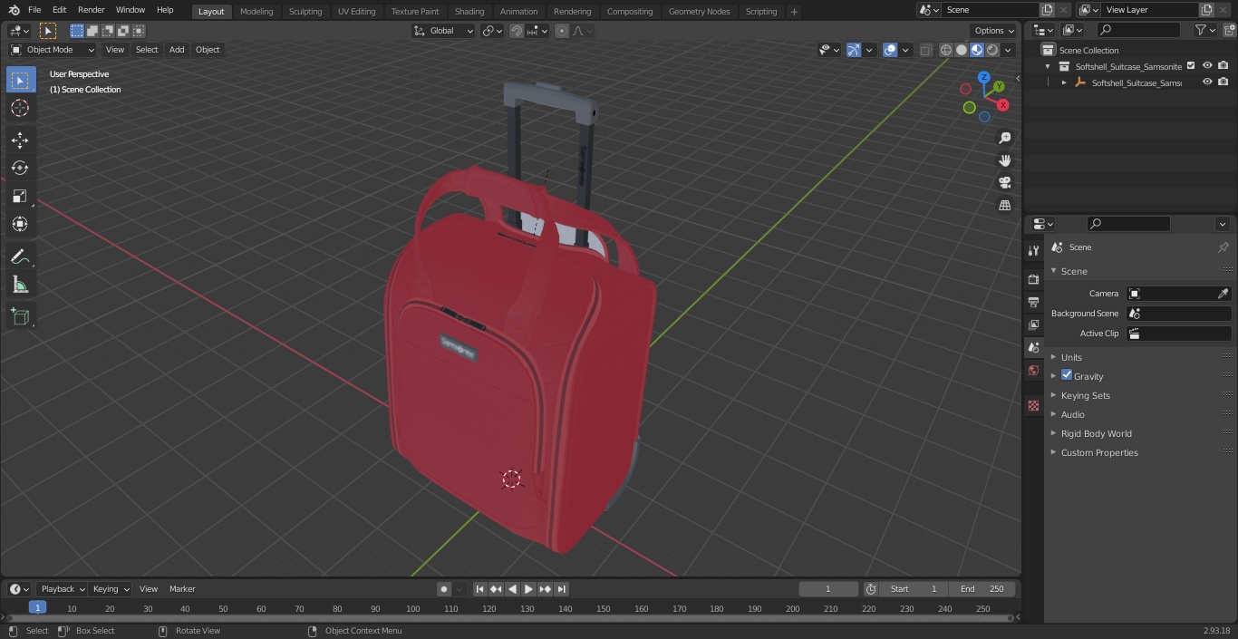 Softshell Suitcase Samsonite Red 3D