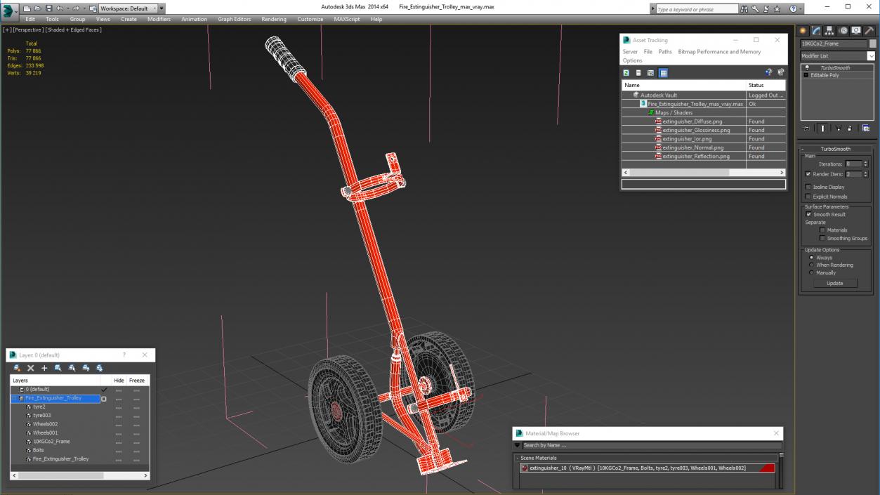 3D model Fire Extinguisher Trolley