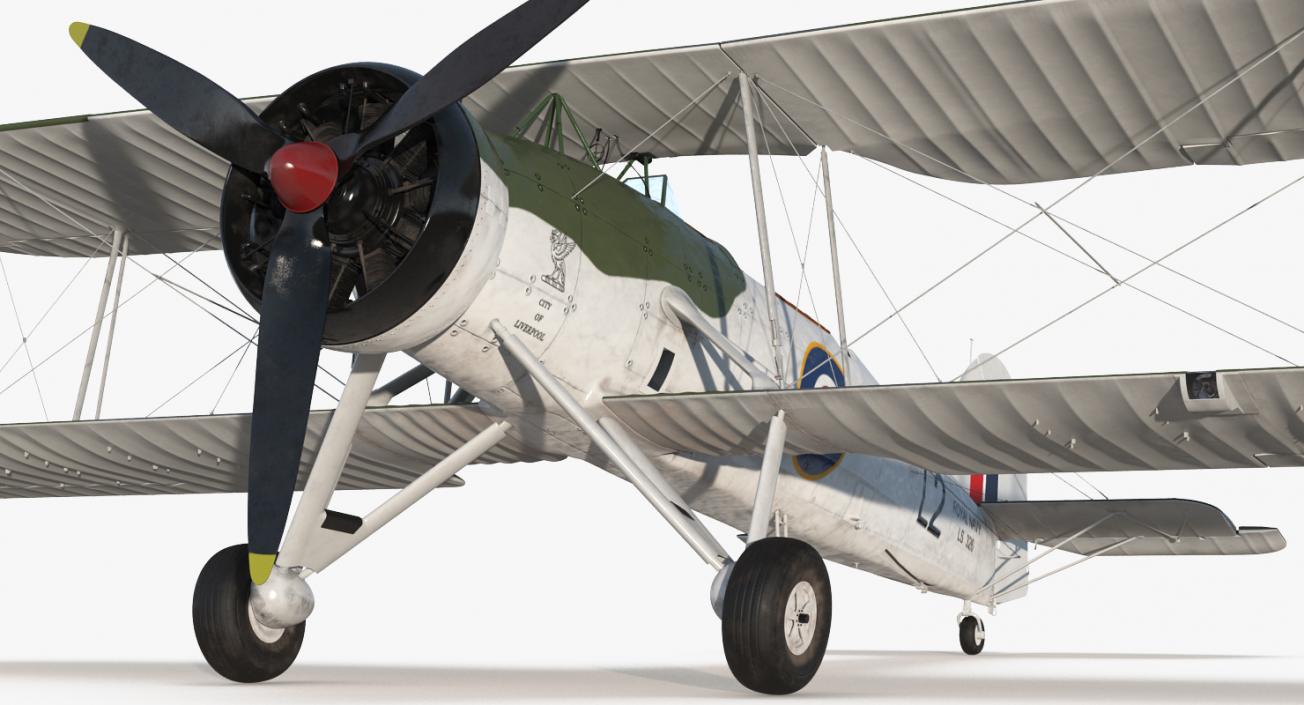 Biplane Torpedo Bomber Fairey Swordfish 3D model