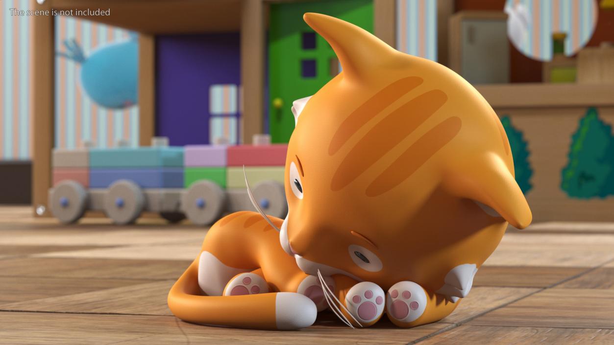 3D Sleeping Funny Cartoon Cat