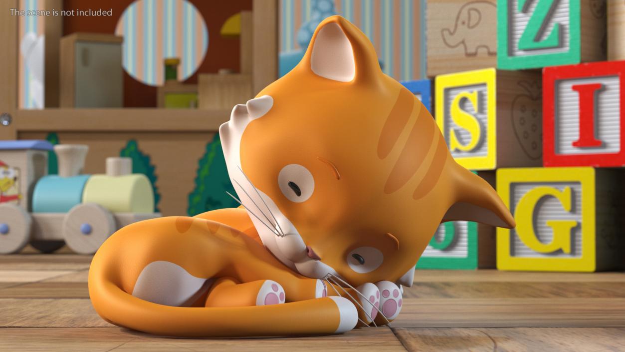 3D Sleeping Funny Cartoon Cat