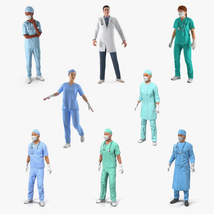 Rigged Doctors Collection 4 3D