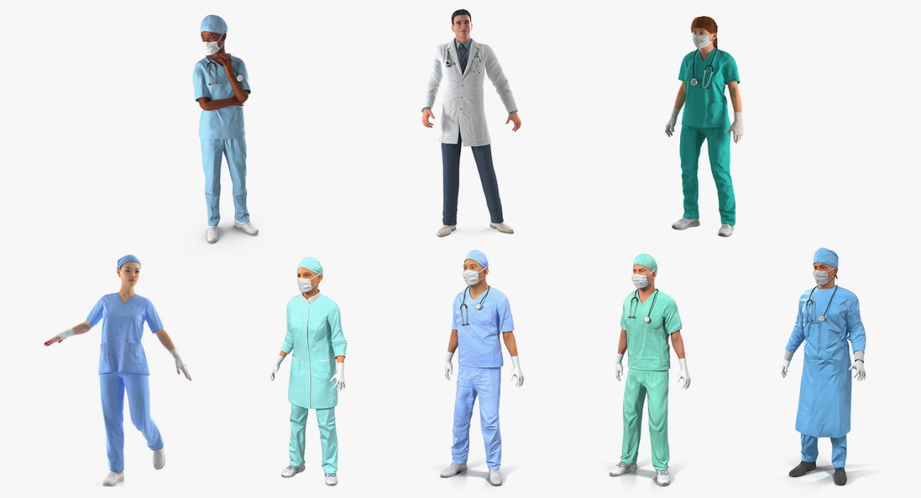 Rigged Doctors Collection 4 3D