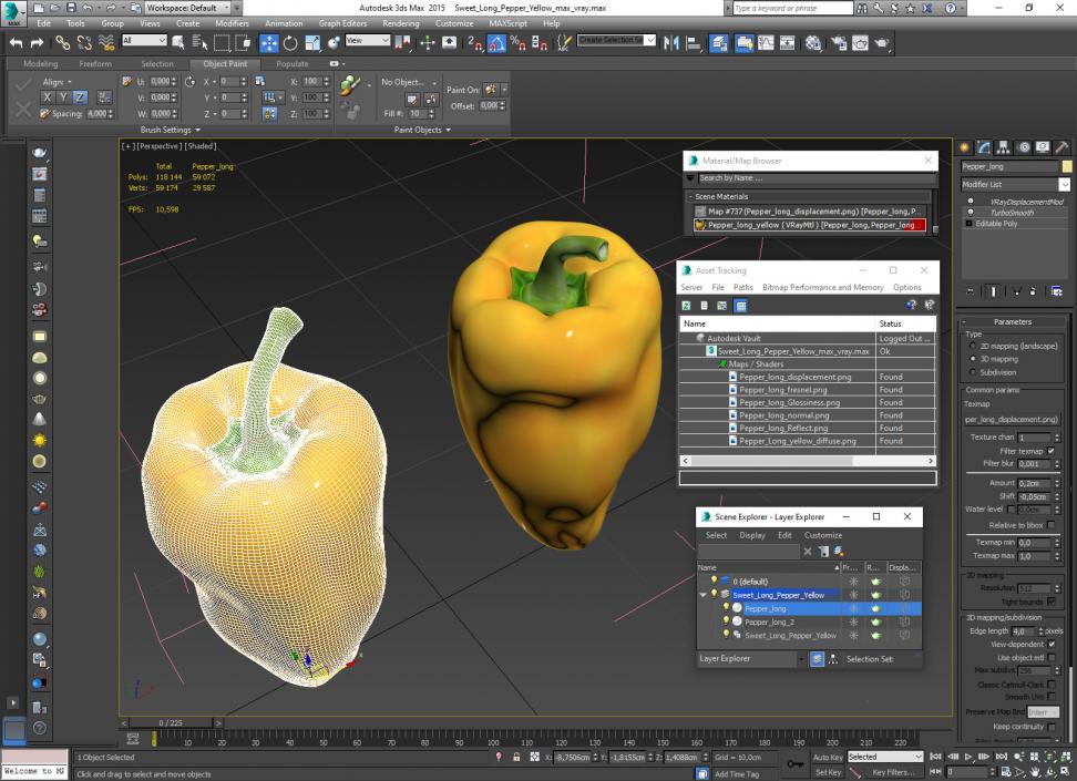 Sweet Long Pepper Yellow 3D model