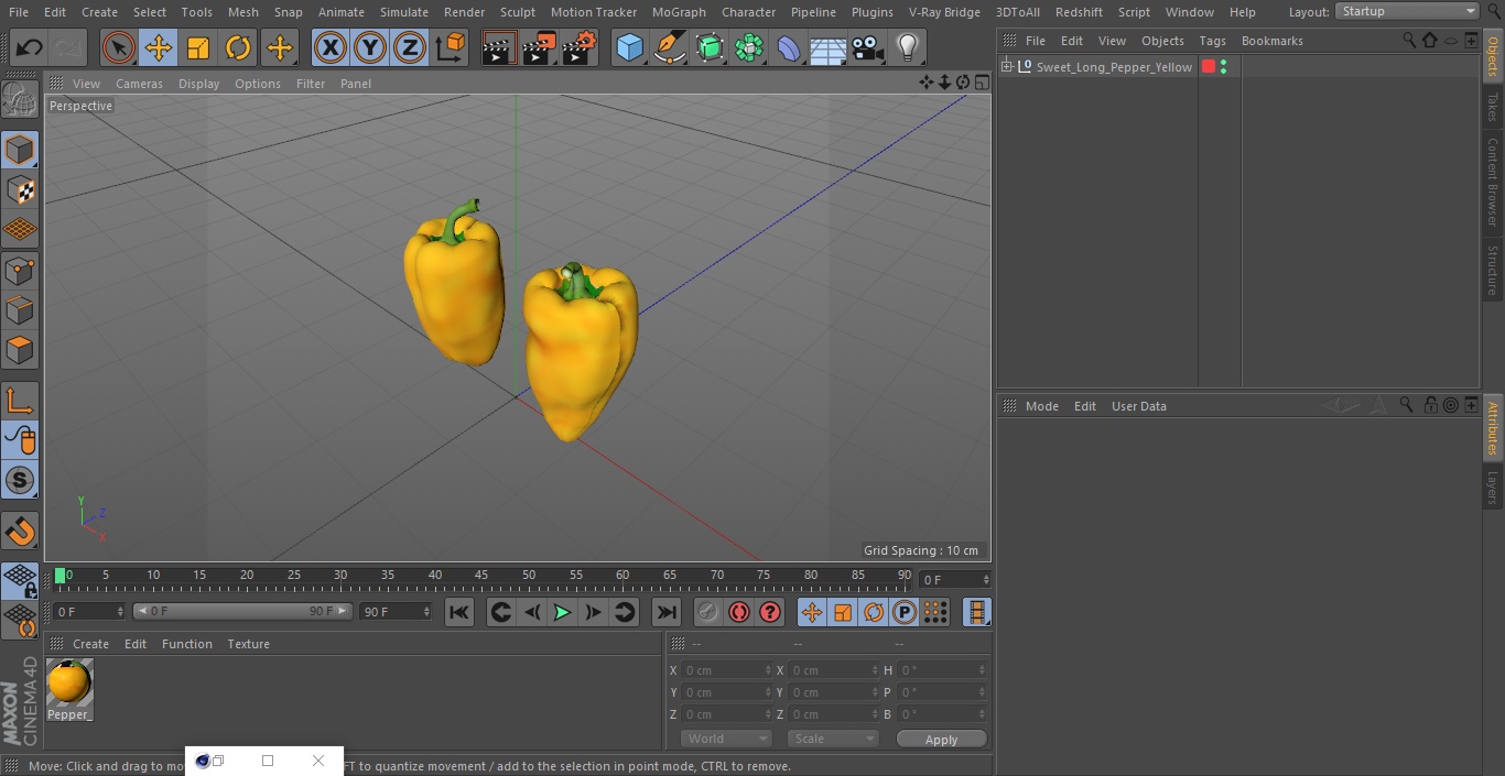 Sweet Long Pepper Yellow 3D model