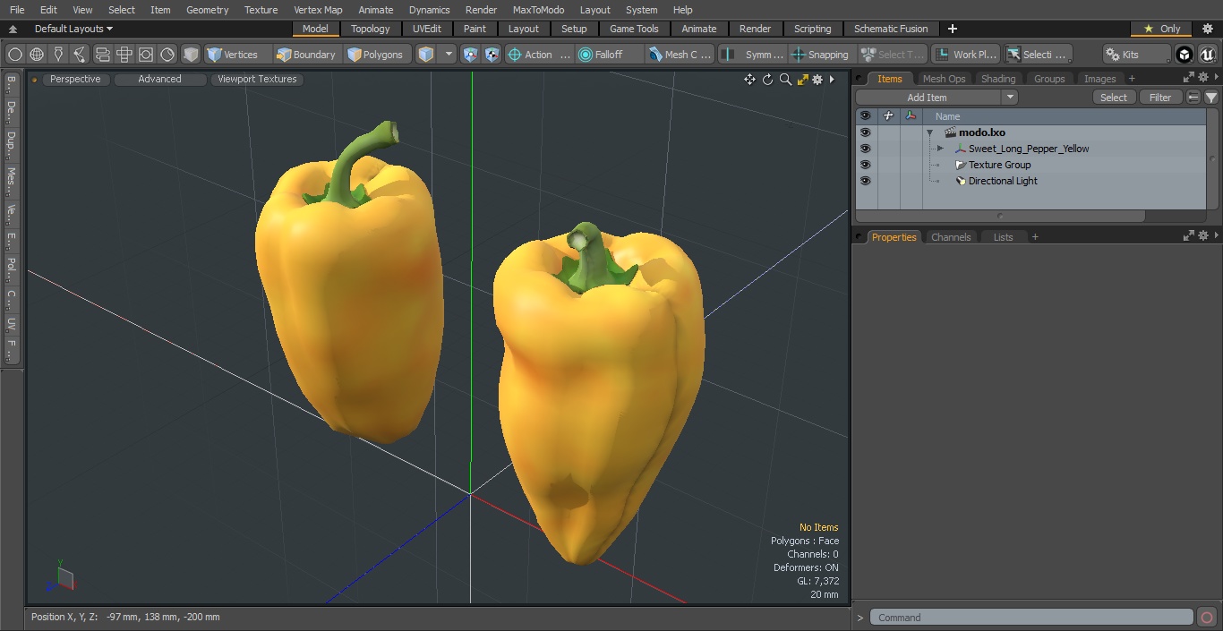 Sweet Long Pepper Yellow 3D model