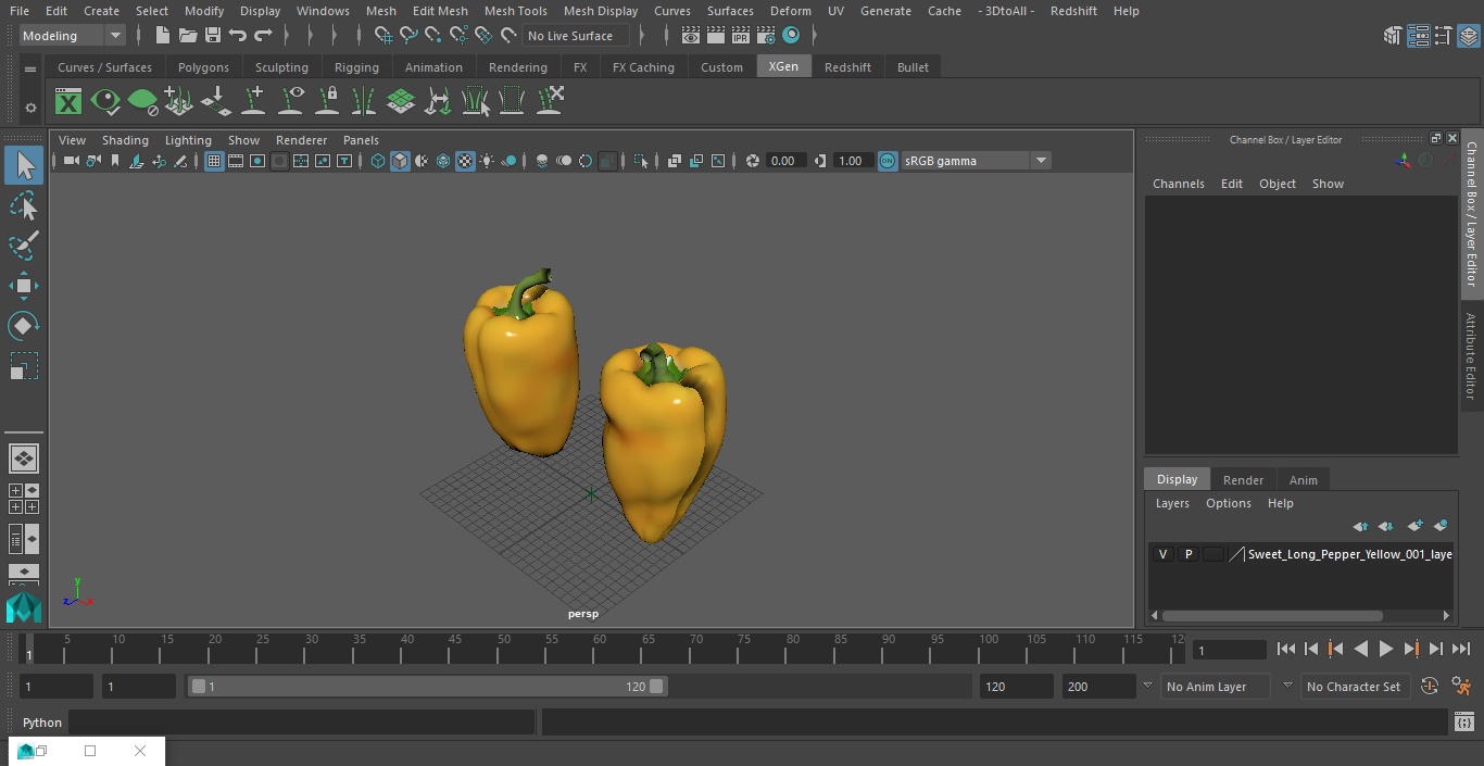 Sweet Long Pepper Yellow 3D model