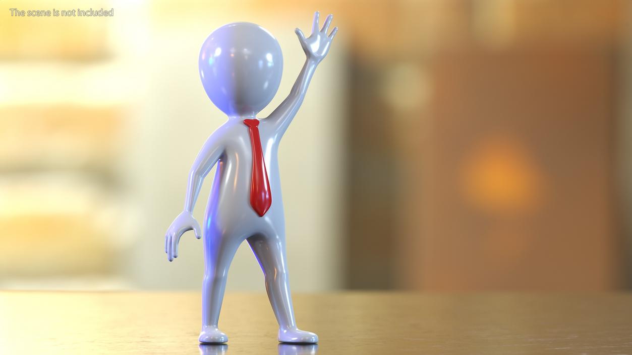 3D Waving Stickman With Red Tie model