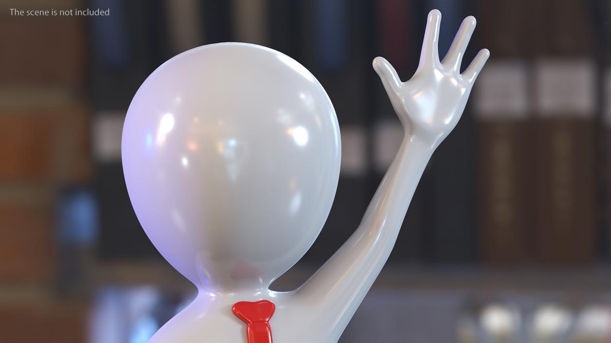 3D Waving Stickman With Red Tie model