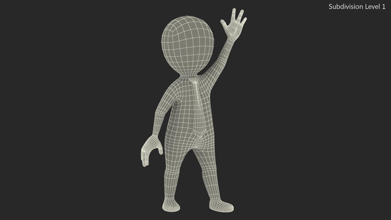 3D Waving Stickman With Red Tie model