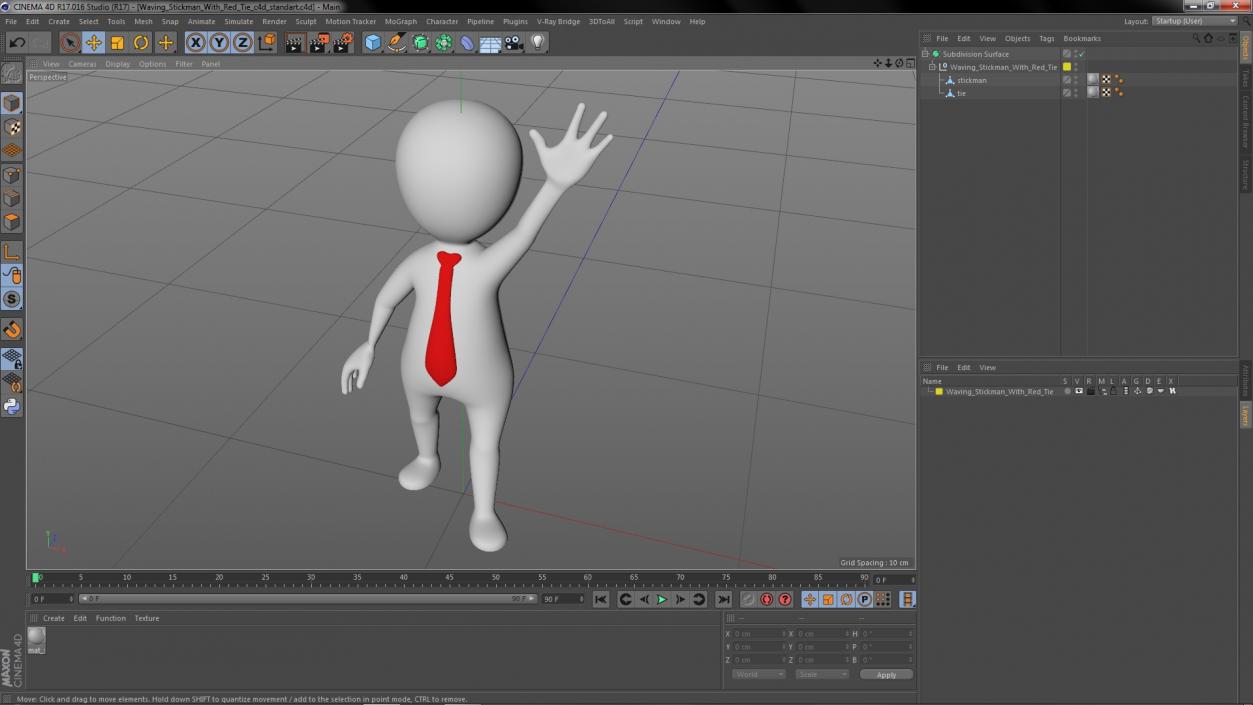 3D Waving Stickman With Red Tie model