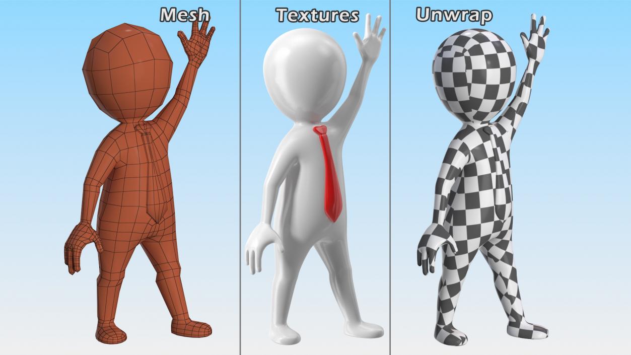 3D Waving Stickman With Red Tie model