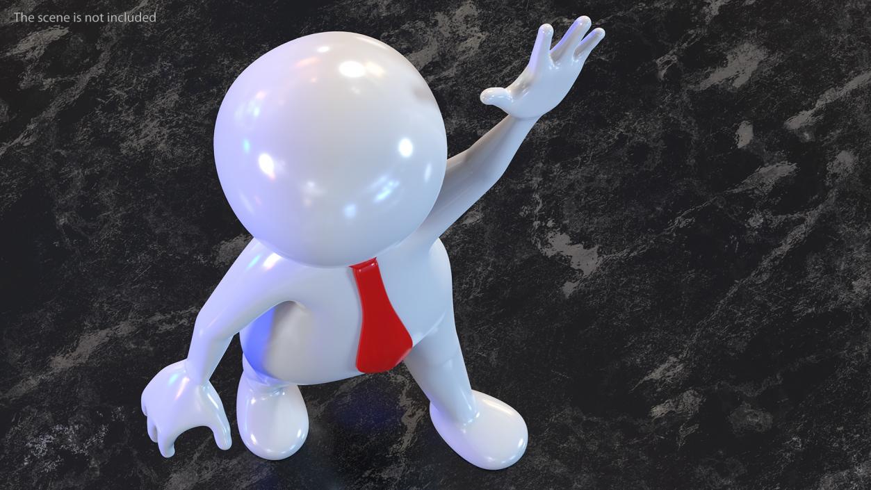 3D Waving Stickman With Red Tie model