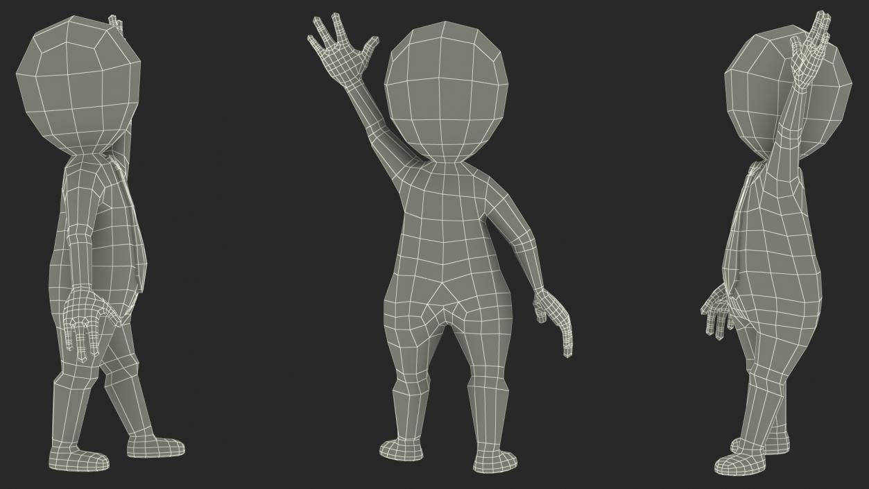 3D Waving Stickman With Red Tie model