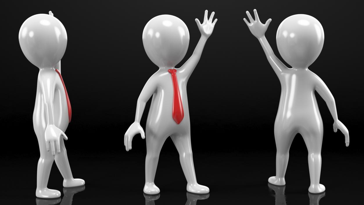 3D Waving Stickman With Red Tie model