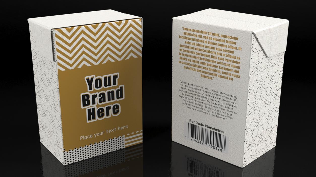 3D Rectangular Aseptic Carton Package Mockup Gold