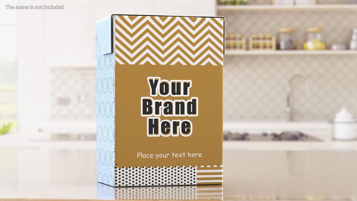 3D Rectangular Aseptic Carton Package Mockup Gold