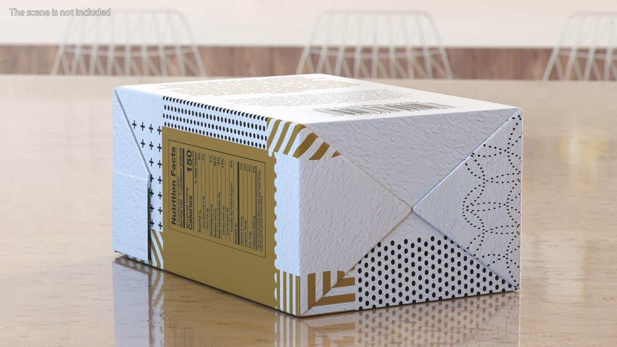 3D Rectangular Aseptic Carton Package Mockup Gold