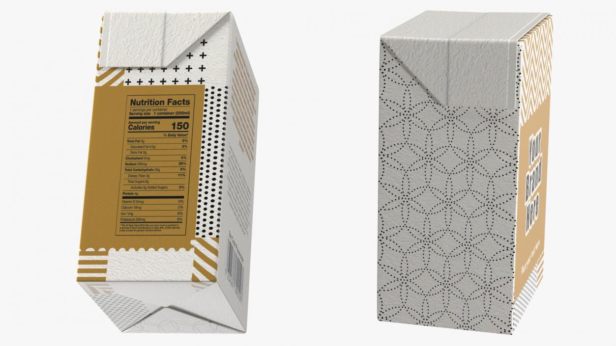 3D Rectangular Aseptic Carton Package Mockup Gold