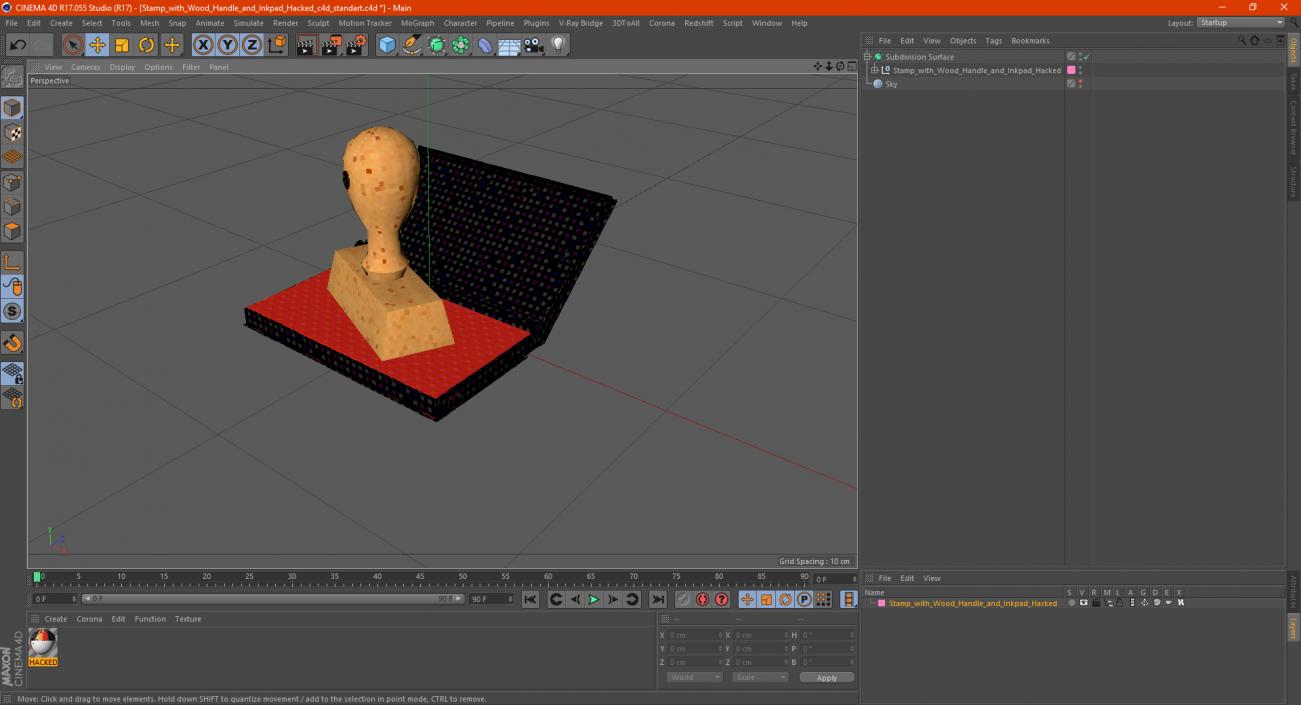 3D model Stamp with Wood Handle and Inkpad Hacked