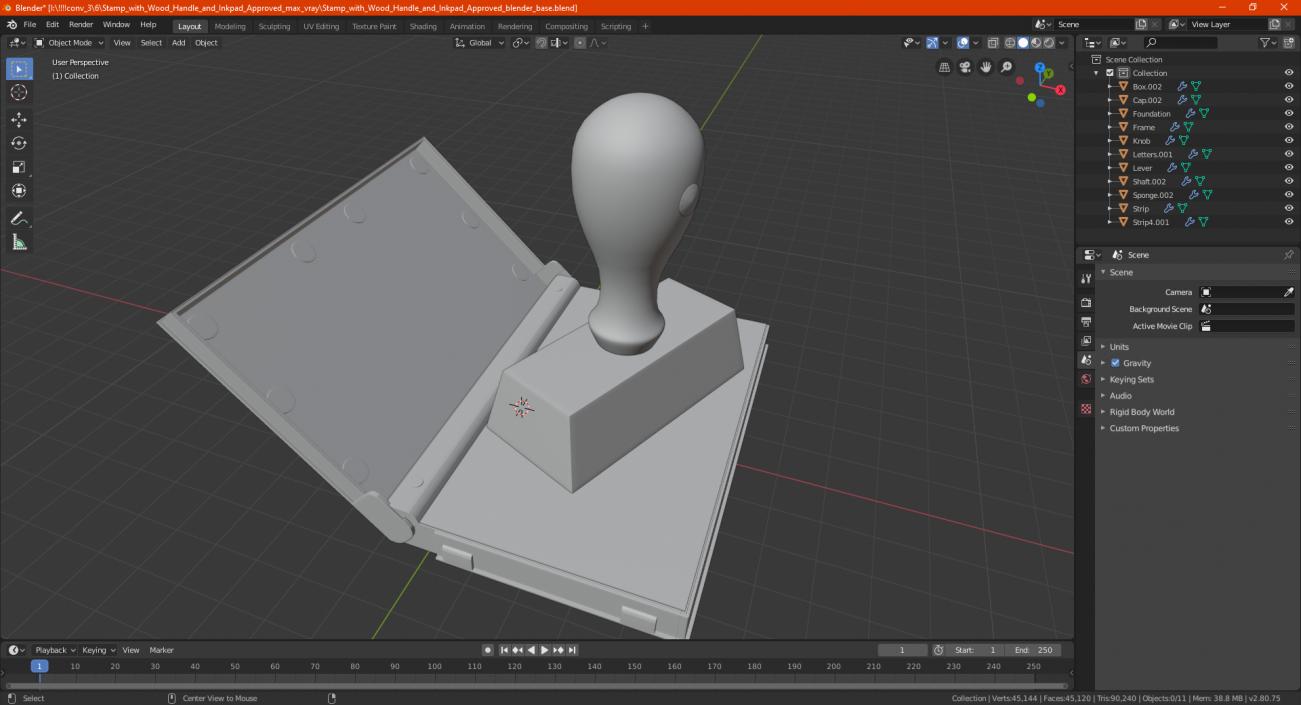 3D model Stamp with Wood Handle and Inkpad Hacked