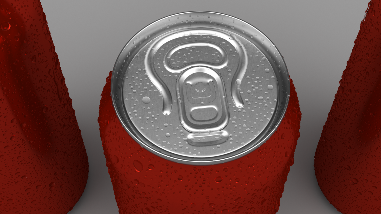 3D Aluminum Soda Can with Drops 500ml Red model