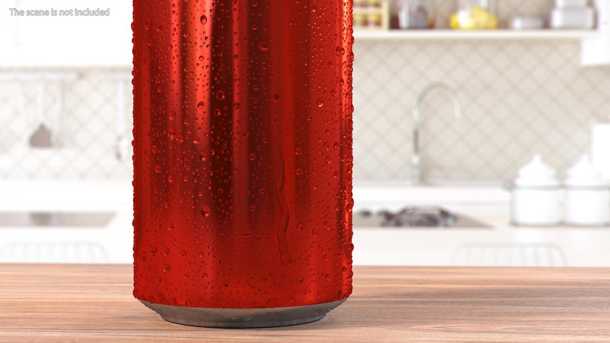 3D Aluminum Soda Can with Drops 500ml Red model