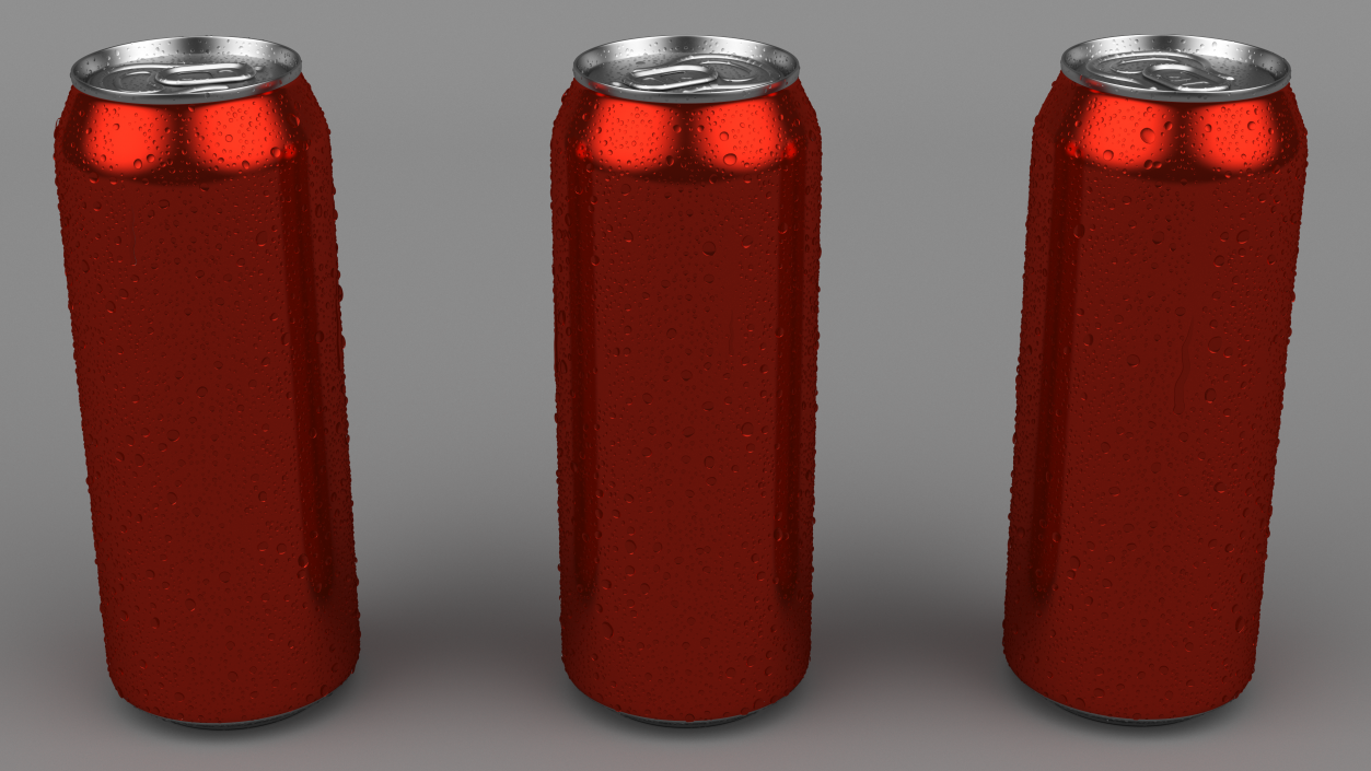 3D Aluminum Soda Can with Drops 500ml Red model