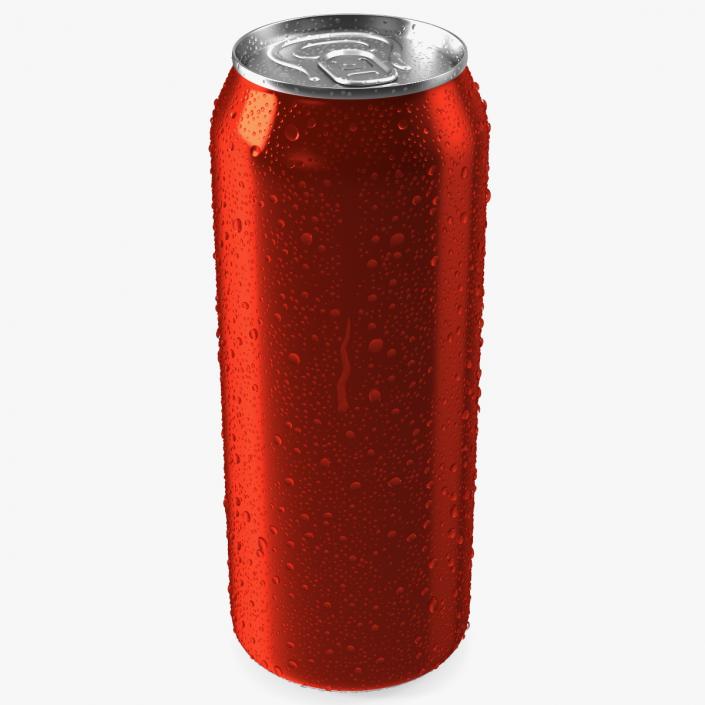 3D Aluminum Soda Can with Drops 500ml Red model