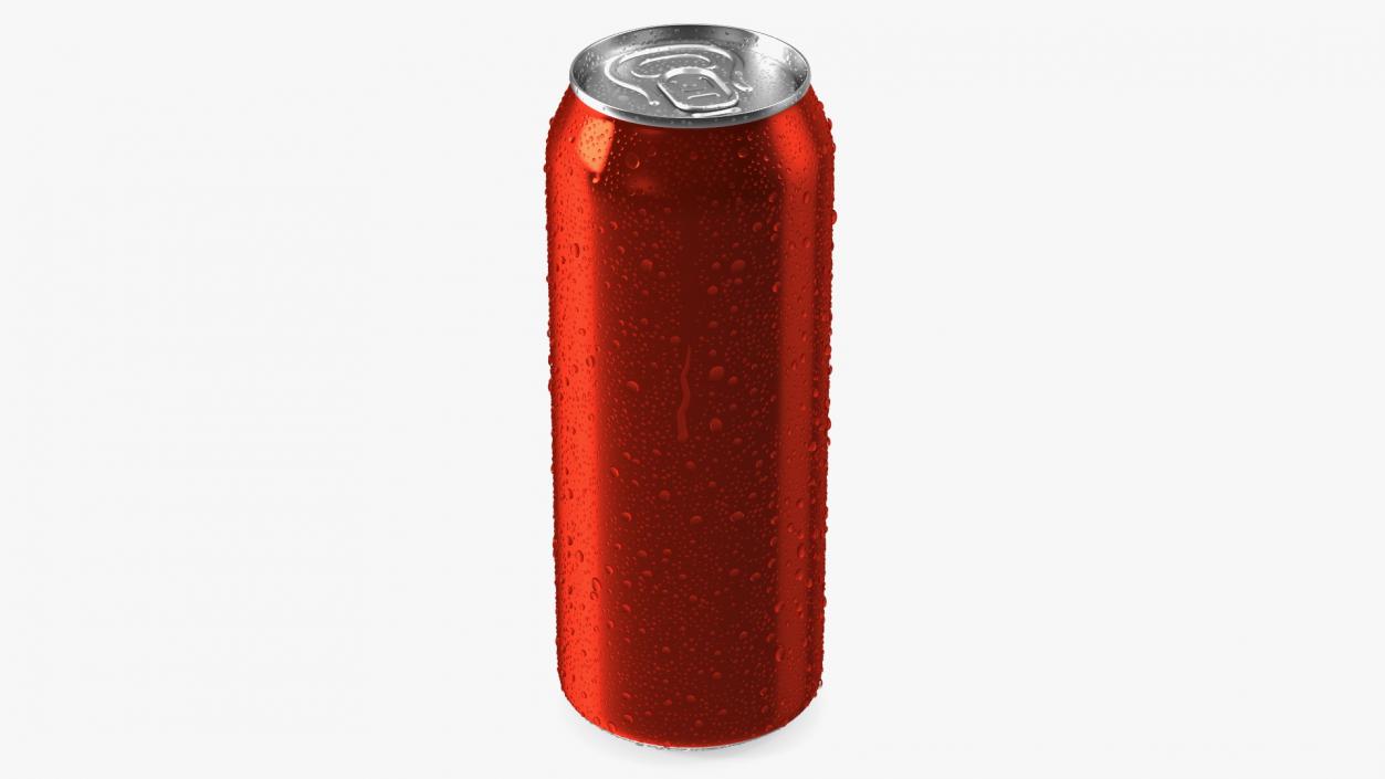 3D Aluminum Soda Can with Drops 500ml Red model