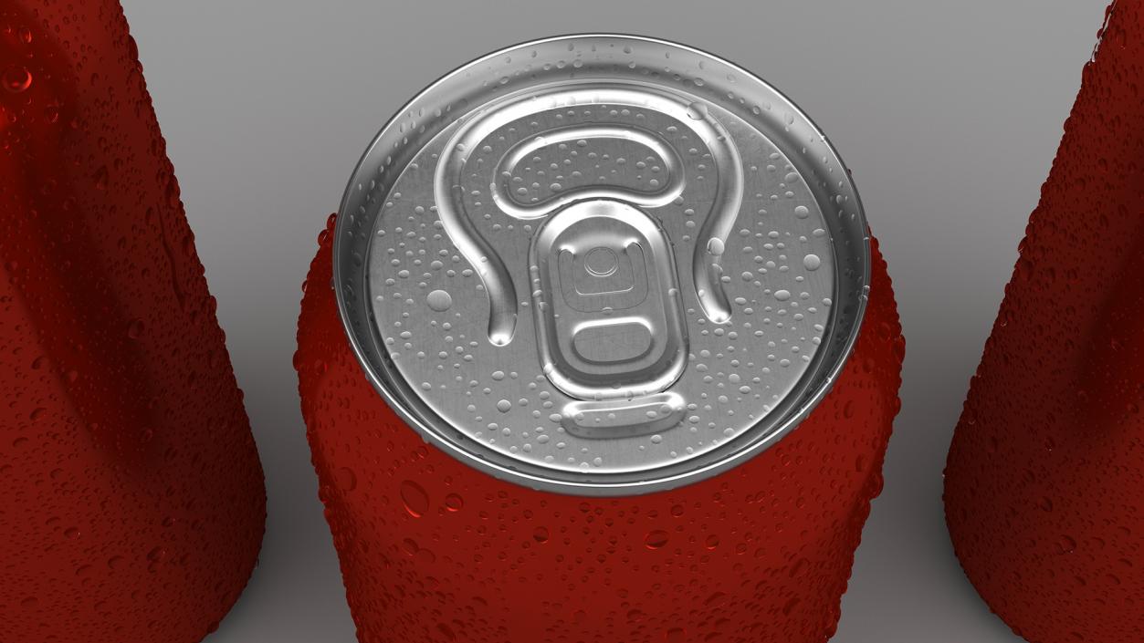 3D Aluminum Soda Can with Drops 500ml Red model