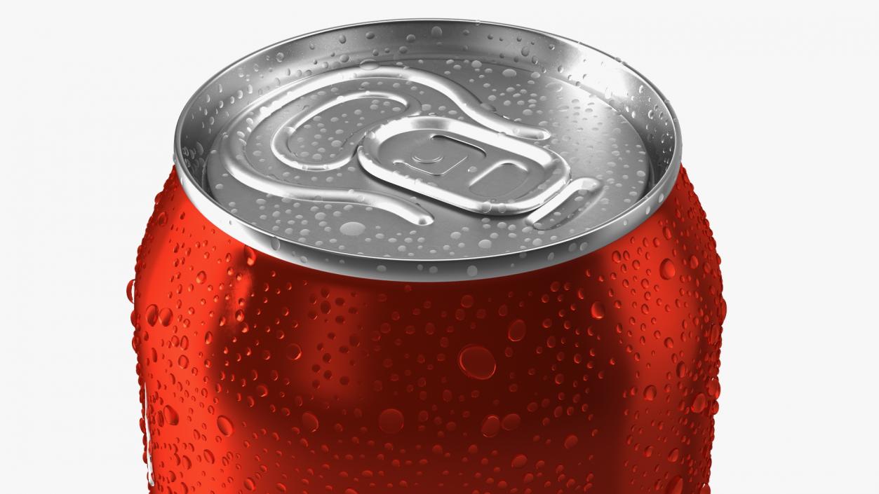 3D Aluminum Soda Can with Drops 500ml Red model