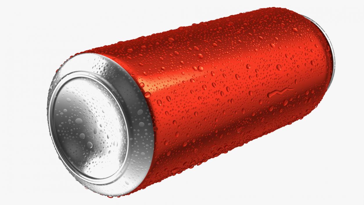 3D Aluminum Soda Can with Drops 500ml Red model