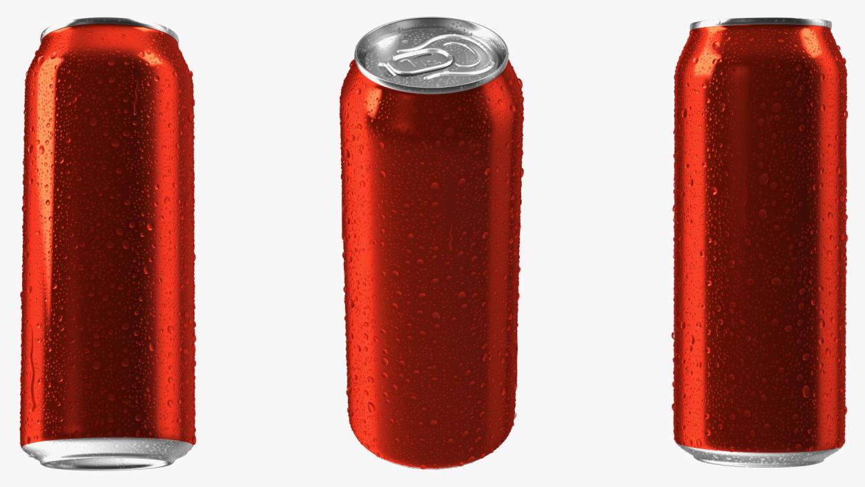 3D Aluminum Soda Can with Drops 500ml Red model