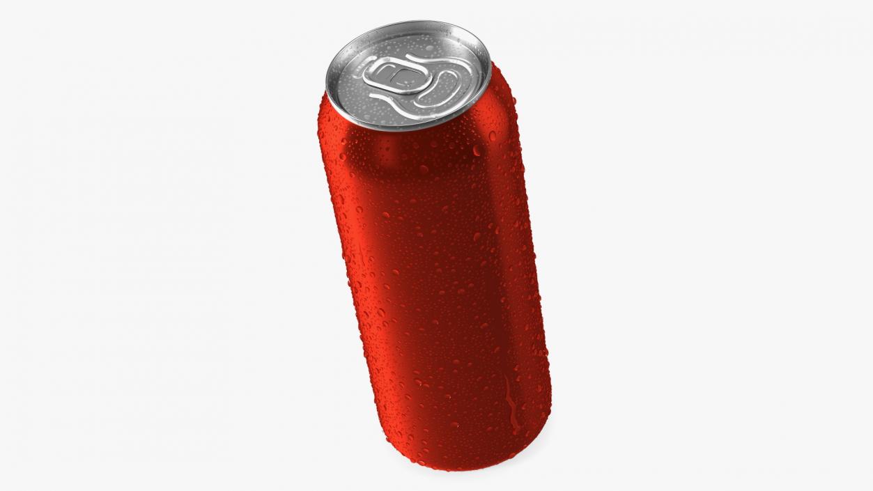 3D Aluminum Soda Can with Drops 500ml Red model