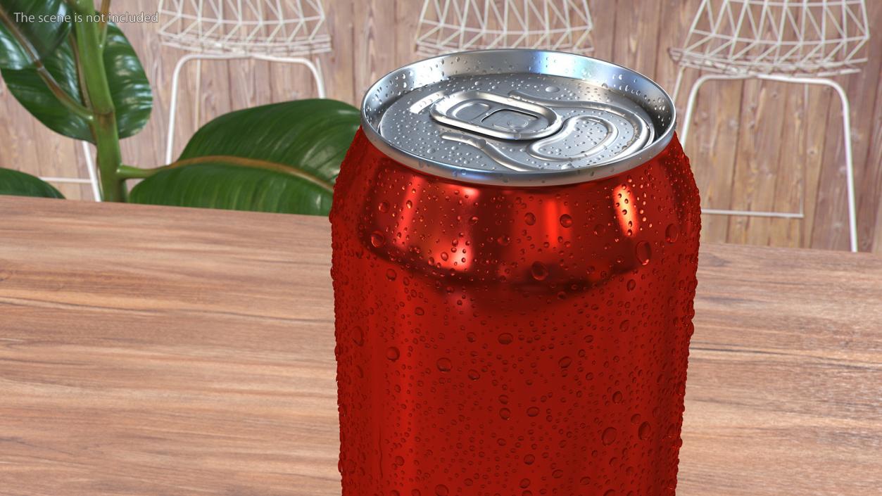 3D Aluminum Soda Can with Drops 500ml Red model