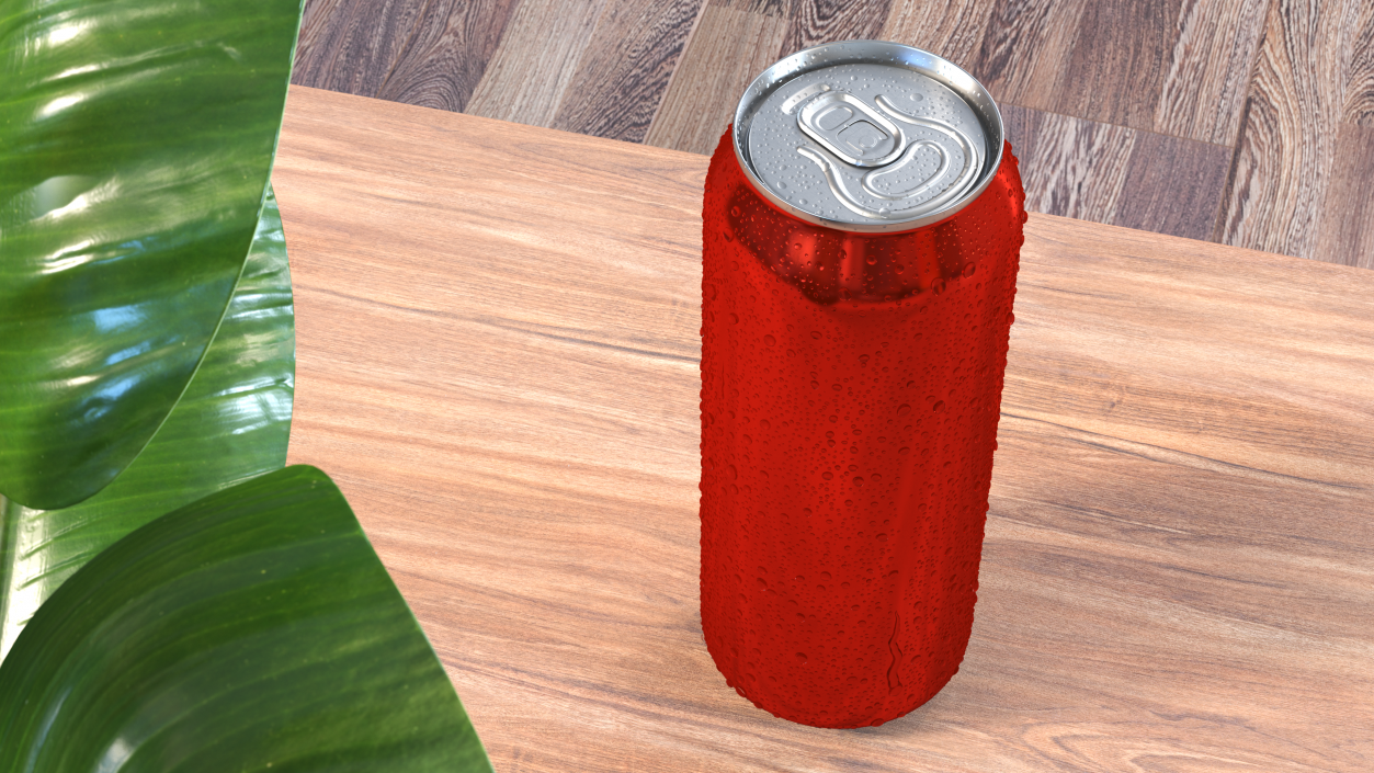 3D Aluminum Soda Can with Drops 500ml Red model