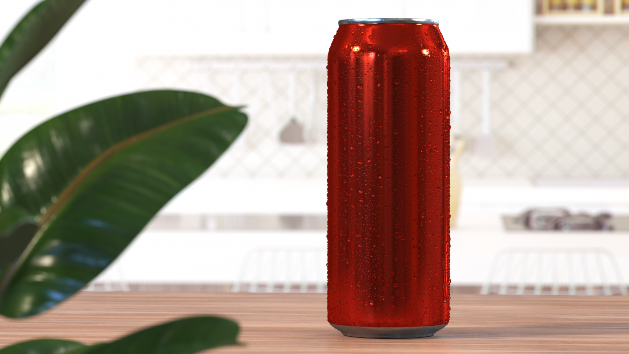 3D Aluminum Soda Can with Drops 500ml Red model