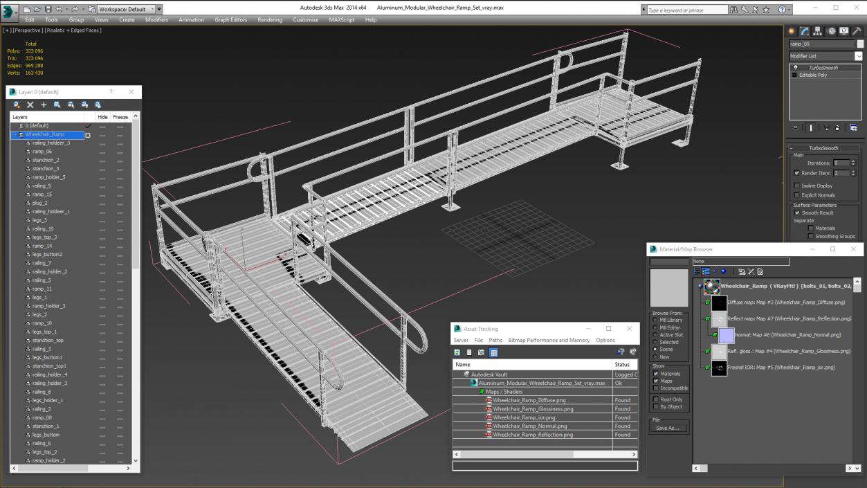 3D Aluminum Modular Wheelchair Ramp Set