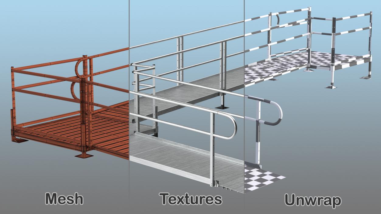 3D Aluminum Modular Wheelchair Ramp Set